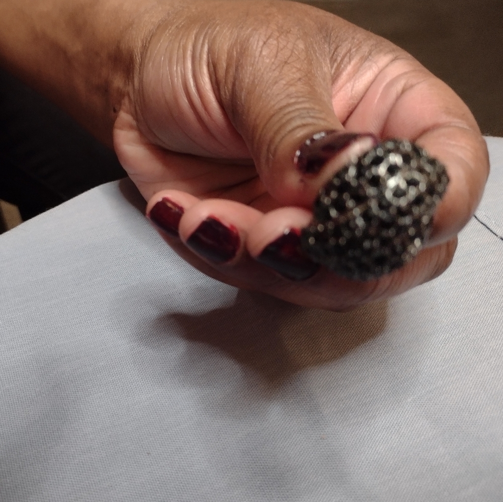 Ring black agagate dome set size 8
